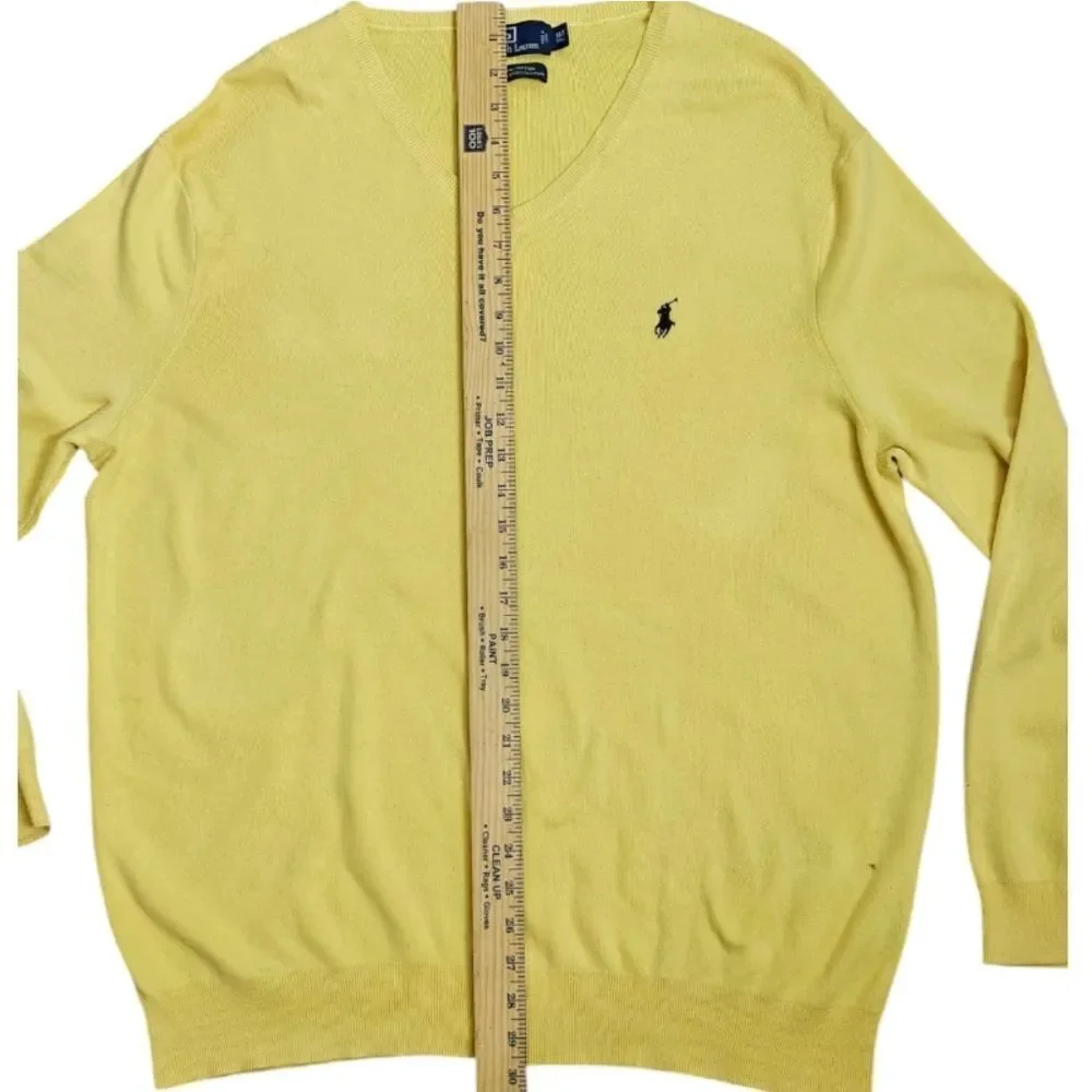 Polo by Ralph Lauren Men's V-Neck Sweater in Sunny Yellow Size XLT